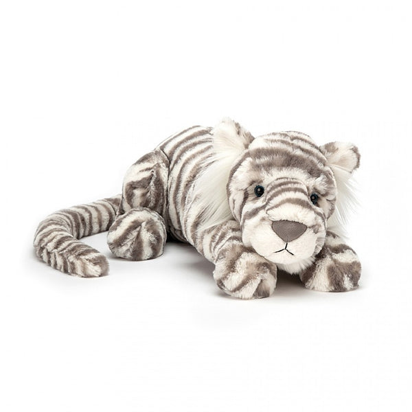 JELLYCAT SACHA SNOW TIGER LITTLE GREY & WHITE L8XW29XH8 CM