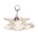 JELLYCAT SNOW DRAGON BAG CHARM CREAM & GLITTER 12X8X22 CM