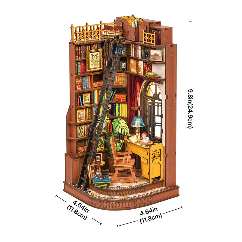Robotime Rolife Silent Corner Study DIY Book Nook Shelf Insert TGE02