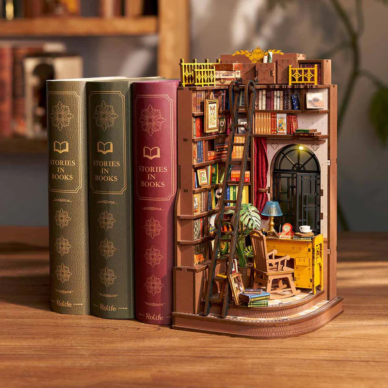 Robotime Rolife Silent Corner Study DIY Book Nook Shelf Insert TGE02
