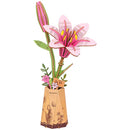 Robotime Rowood DIY Wooden Flower Pink Lily 3D Wooden Puzzle TW071