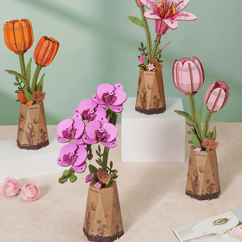 Robotime Rowood DIY Wooden Flower Purple Moth Orchid 3D Wooden Puzzle TW091 (Pre-Order)