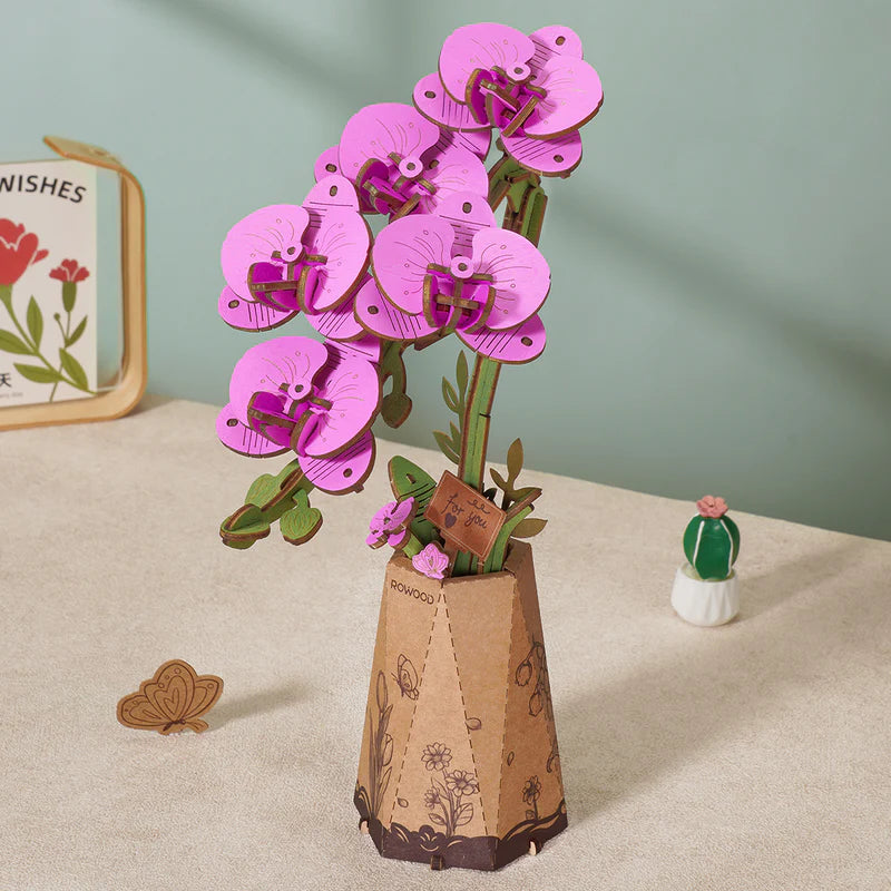 Robotime Rowood DIY Wooden Flower Purple Moth Orchid 3D Wooden Puzzle TW091 (Pre-Order)