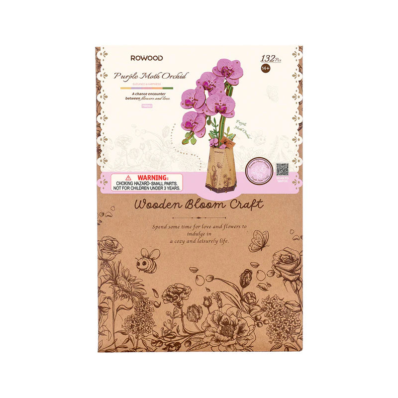 Robotime Rowood DIY Wooden Flower Purple Moth Orchid 3D Wooden Puzzle TW091 (Pre-Order)