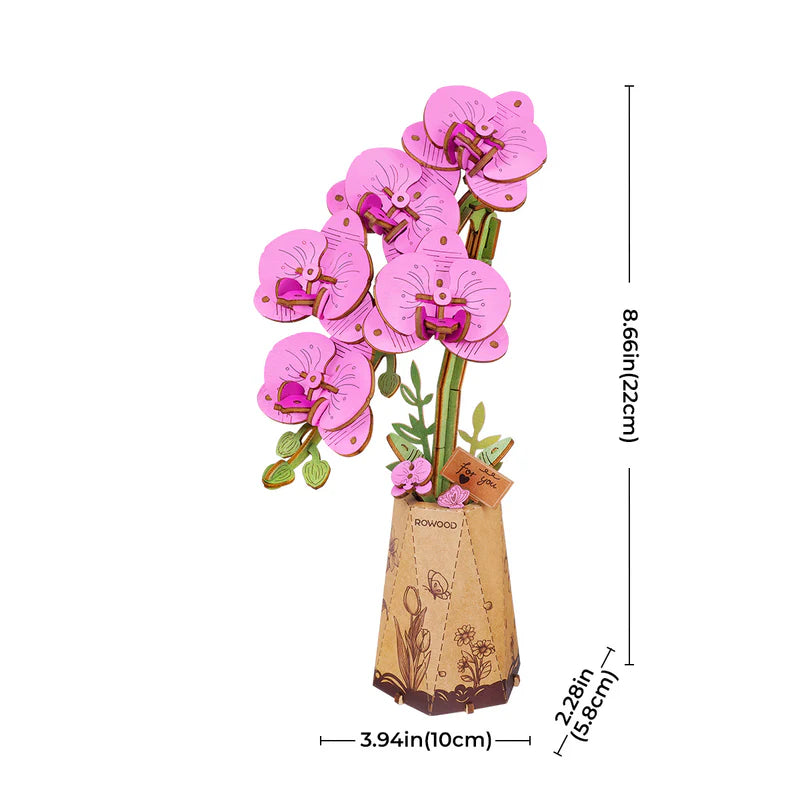 Robotime Rowood DIY Wooden Flower Purple Moth Orchid 3D Wooden Puzzle TW091 (Pre-Order)