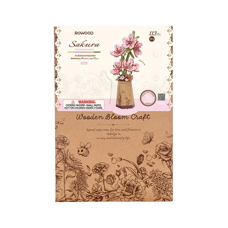 Robotime Rowood DIY Wooden Flower Sakura 3D Wooden Puzzle TW101 (Pre-Order)
