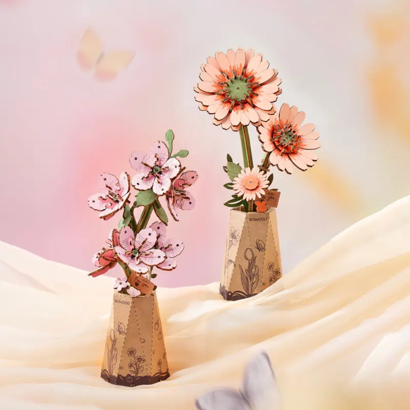 Robotime Rowood DIY Wooden Flower Light Orange Gerbera 3D Wooden Puzzle TW111 (Pre-Order)