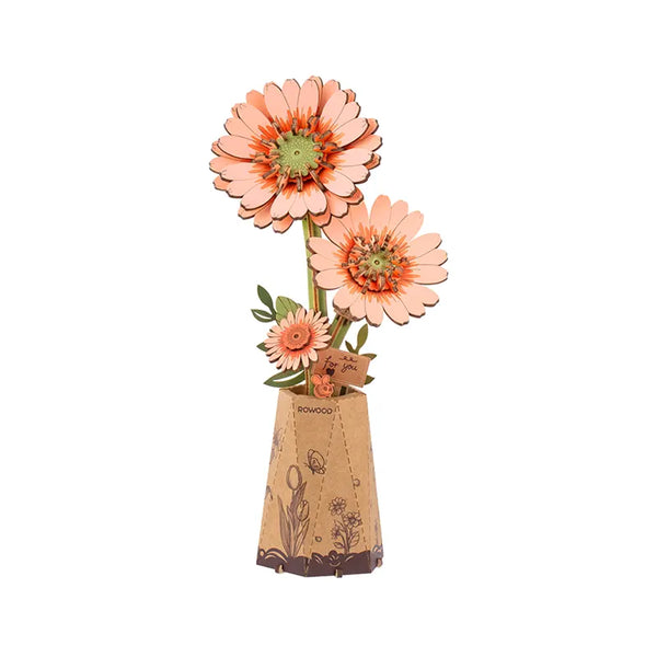 Robotime Rowood DIY Wooden Flower Light Orange Gerbera 3D Wooden Puzzle TW111 (Pre-Order)