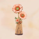Robotime Rowood DIY Wooden Flower Light Orange Gerbera 3D Wooden Puzzle TW111