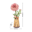 Robotime Rowood Pink Dahlia DIY Wooden Flower 3D Wooden Puzzle TW131