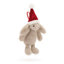 JELLYCAT BASHFUL CHRISTMAS BUNNY DECORATION BEIGE 4X6X13CM