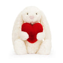 JELLYCAT BASHFUL RED LOVE HEART BUNNY ORIGINAL MEDIUM CREAM & RED 31X9X12CM