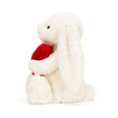 JELLYCAT BASHFUL RED LOVE HEART BUNNY ORIGINAL MEDIUM CREAM & RED 31X9X12CM