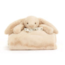 JELLYCAT BASHFUL LUXE BUNNY WILLOW BLANKIE BEIGE 9X70X56CM