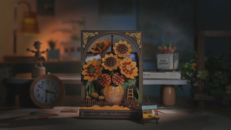 Robotime Rowood Golden Sunflower Wall Art 3D Wooden Puzzle TH002
