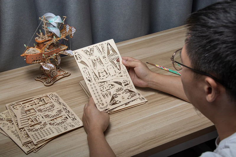 HowCat Masterpiece Fantasy Airships 3d Wooden Puzzle