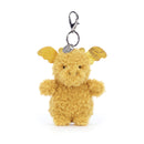 JELLYCAT LITTLE DRAGON BAG CHARM GOLD & GLITTER 12X8X18 CM