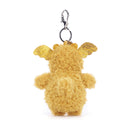 JELLYCAT LITTLE DRAGON BAG CHARM GOLD & GLITTER 12X8X18 CM
