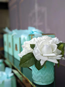 COTE NOIRE - HERRINGBONE FLOWER JADE - WHITE ROSES - HCF51